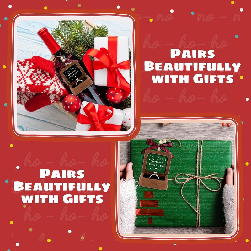 TEEBIM Engagement Ornament 2025 - Engagement Gifts for Couples, Women, Her, Bride to Be, Newly Engaged Gifts for Her - Fiance Gift for Women - 2D Wood Acrylic Our First Christmas Engaged Ornament 2025 - Image 5